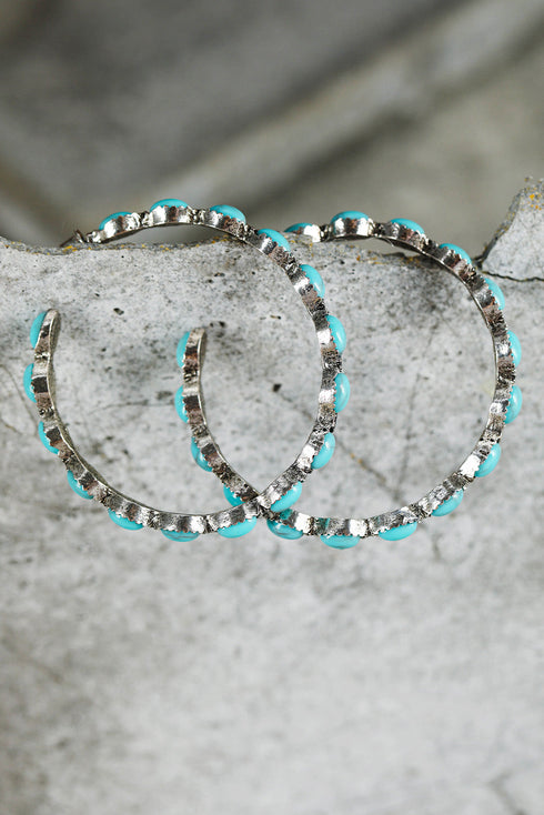 Retro Western Style Gem Inlay Alloy C Shape Earrings