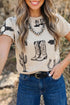 Retro Western Style Print Graphic T Shirt