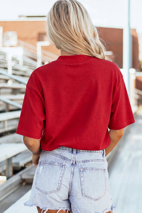 Reversible Accent Stitched Mock Neck T Shirt