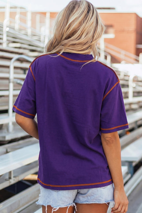 Reversible Accent Stitched Mock Neck T Shirt