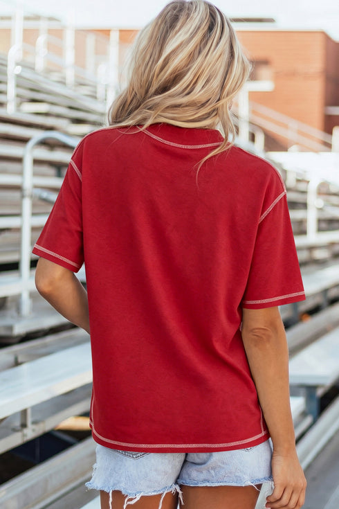 Reversible Accent Stitched Mock Neck T Shirt