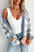 Reversible Casual Corduroy Button Up Plaid Shacket