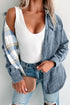 Reversible Casual Corduroy Button Up Plaid Shacket