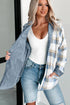 Reversible Casual Corduroy Button Up Plaid Shacket