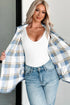 Reversible Casual Corduroy Button Up Plaid Shacket