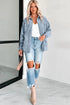 Reversible Casual Corduroy Button Up Plaid Shacket