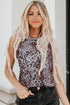 Reversible Checkerboard And Leopard Print Mesh Tank Top
