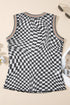 Reversible Checkerboard And Leopard Print Mesh Tank Top