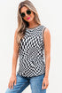 Reversible Checkerboard And Leopard Print Mesh Tank Top