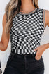 Reversible Checkerboard And Leopard Print Mesh Tank Top