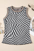 Reversible Checkerboard And Leopard Print Mesh Tank Top