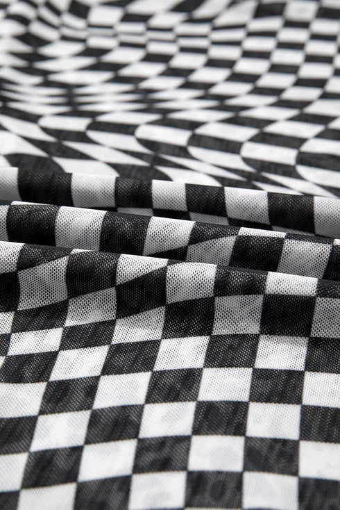 Reversible Checkerboard And Leopard Print Mesh Tank Top