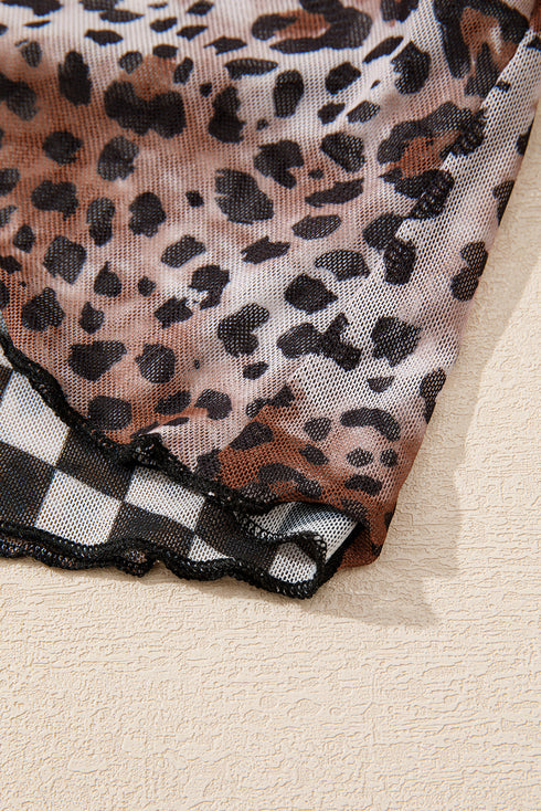 Reversible Checkerboard And Leopard Print Mesh Tank Top