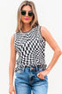Reversible Checkerboard And Leopard Print Mesh Tank Top