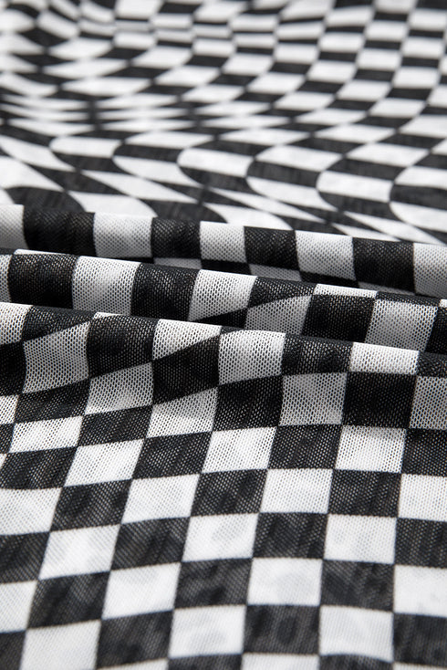 Reversible Checkerboard And Leopard Print Mesh Tank Top