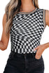 Reversible Checkerboard And Leopard Print Mesh Tank Top