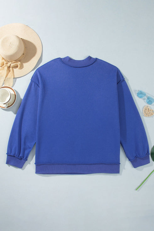 Reversible Exposed Seam Detail Mock Neck Layering Sweatshirt