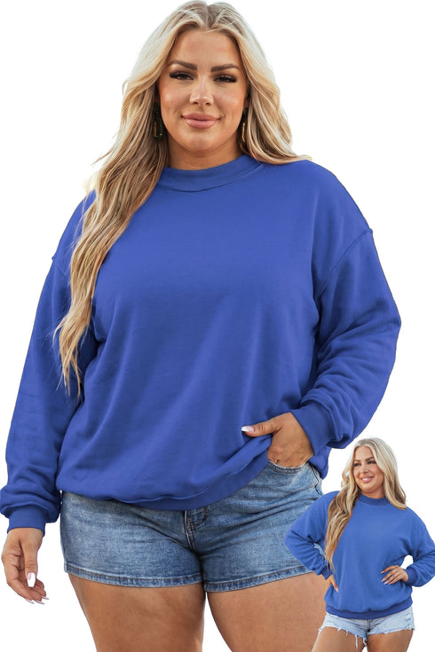 Reversible Exposed Seam Detail Mock Neck Layering Sweatshirt