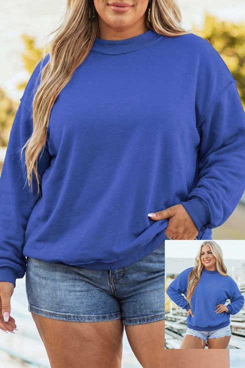 Reversible Exposed Seam Detail Mock Neck Layering Sweatshirt