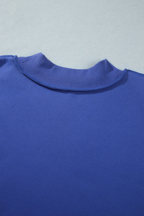 Reversible Exposed Seam Detail Mock Neck Layering Sweatshirt