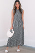 Reversible Leopard Checkered Print Sleeveless Maxi Dress