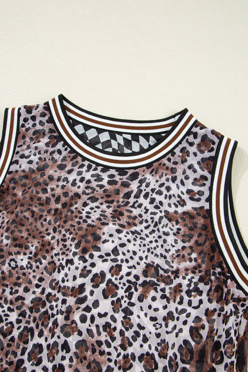 Reversible Leopard Checkered Print Sleeveless Maxi Dress