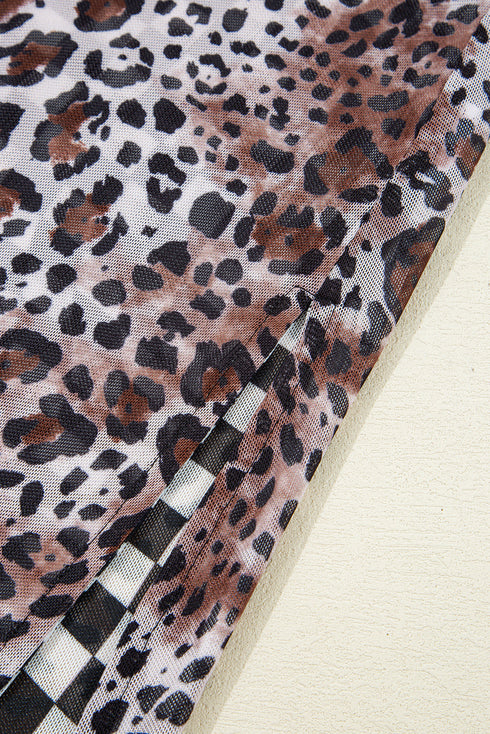 Reversible Leopard Checkered Print Sleeveless Maxi Dress