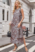 Reversible Leopard Checkered Print Sleeveless Maxi Dress