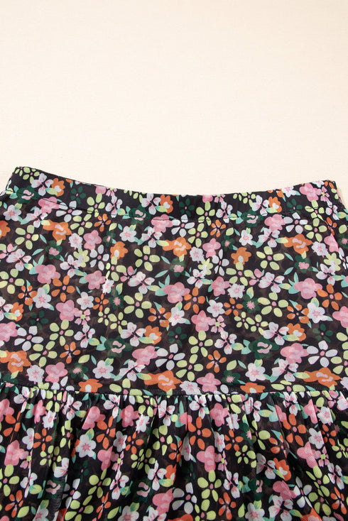 Reversible Leopard Floral Ruffle Hem Southern Maxi Skirt