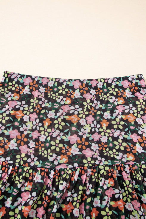 Reversible Leopard Floral Ruffle Hem Southern Maxi Skirt
