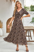Reversible Mesh Leopard Floral Print Short Sleeve Midi Dress