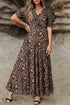 Reversible Mesh Leopard Floral Print Short Sleeve Midi Dress