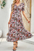 Reversible Mesh Leopard Floral Print Short Sleeve Midi Dress