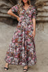 Reversible Mesh Leopard Floral Print Short Sleeve Midi Dress