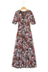Reversible Mesh Leopard Floral Print Short Sleeve Midi Dress