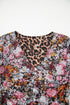 Reversible Mesh Leopard Floral Print Short Sleeve Midi Dress