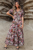 Reversible Mesh Leopard Floral Print Short Sleeve Midi Dress