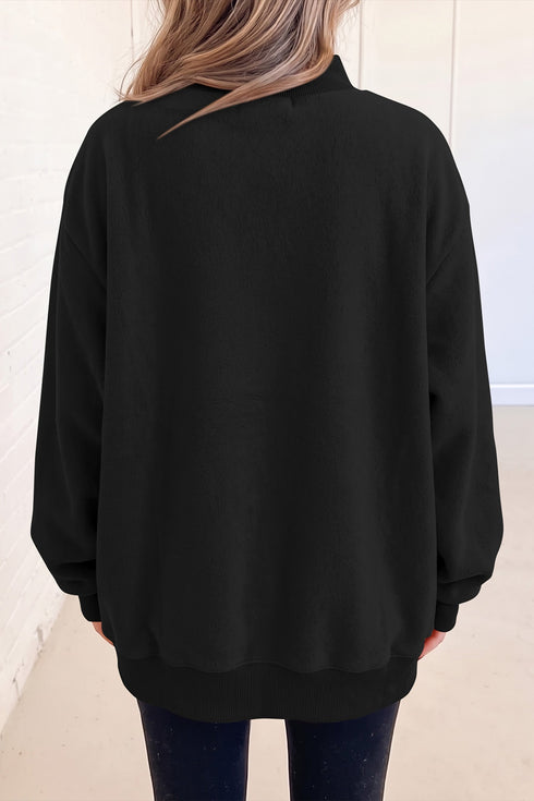 Relaxed Fit Exposed Seam Mock Neck Pullover Sweatshirt