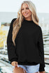 Relaxed Fit Exposed Seam Mock Neck Pullover Sweatshirt