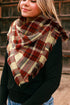 Reversible Plaid Houndstooth Fringe Trim Pashmina Scarf