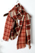 Reversible Plaid Houndstooth Fringe Trim Pashmina Scarf