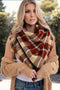 Reversible Plaid Houndstooth Fringe Trim Pashmina Scarf