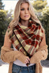 Reversible Plaid Houndstooth Fringe Trim Pashmina Scarf
