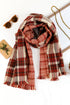 Reversible Plaid Houndstooth Fringe Trim Pashmina Scarf