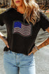 Rhinestone American Flag Graphic Short Sleeve Crew Neck Tee