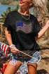 Rhinestone American Flag Graphic Short Sleeve Crew Neck Tee