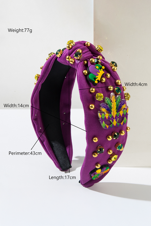 Rhinestone Beaded Knotted Wide Statement Accessory Headband