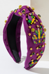 Rhinestone Beaded Knotted Wide Statement Accessory Headband