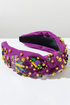 Rhinestone Beaded Knotted Wide Statement Accessory Headband