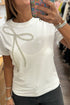 Rhinestone Bow Appliqu? Short Sleeve Jersey Tee